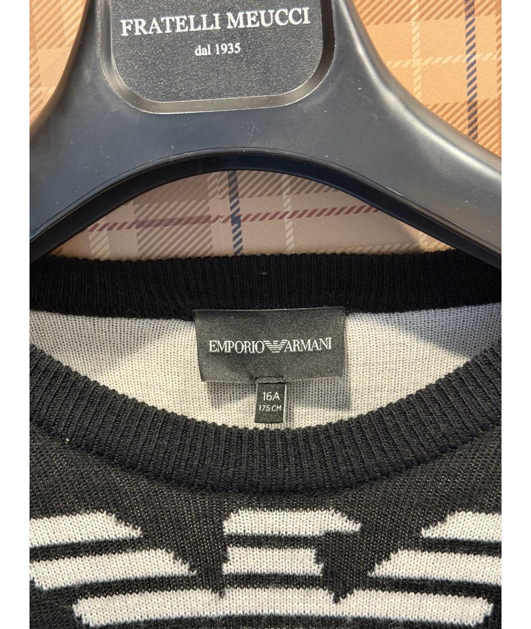 EMPORIO ARMANI Черный шерстяной джемпер / свитер, фото 5