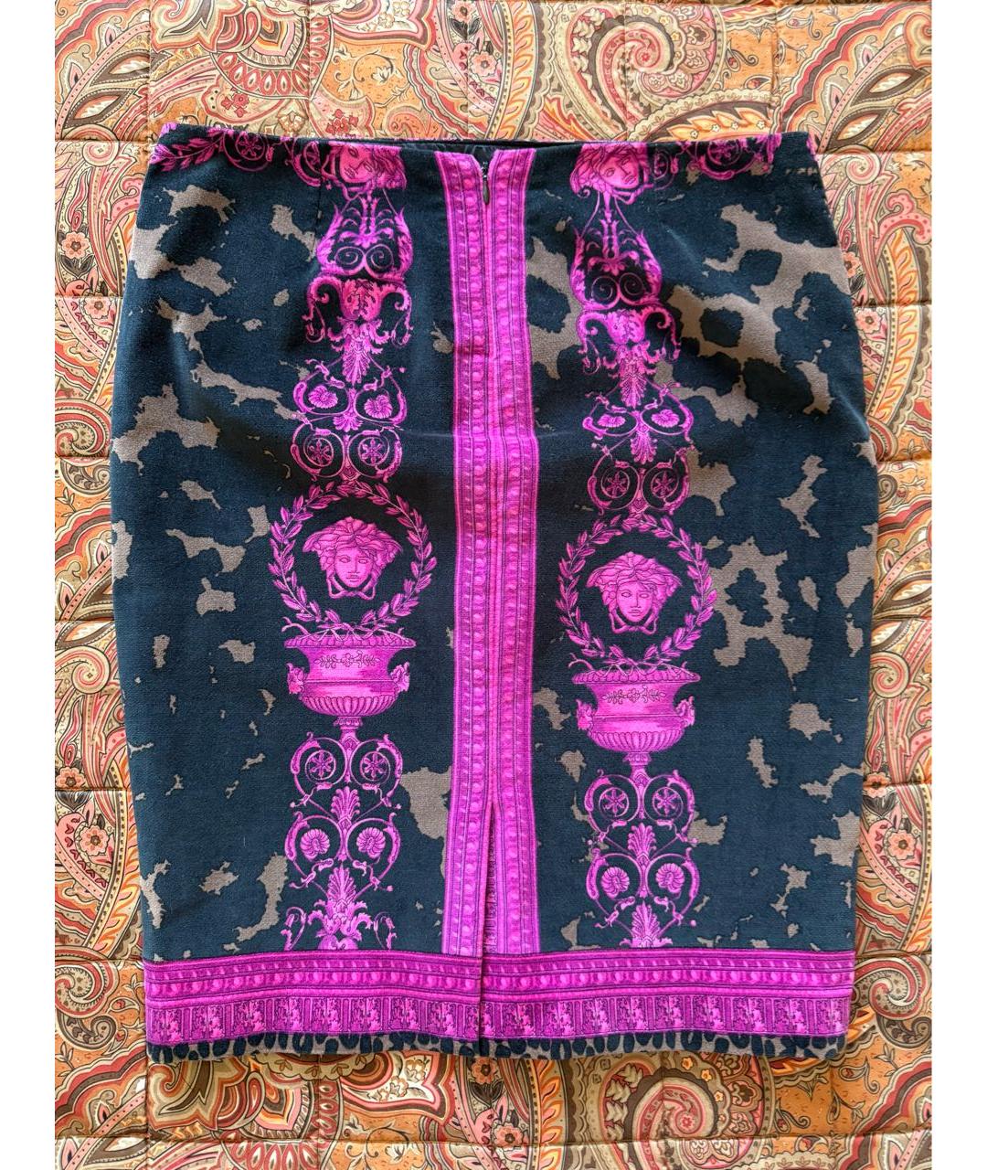 VERSACE Черная бархатная юбка миди, фото 8