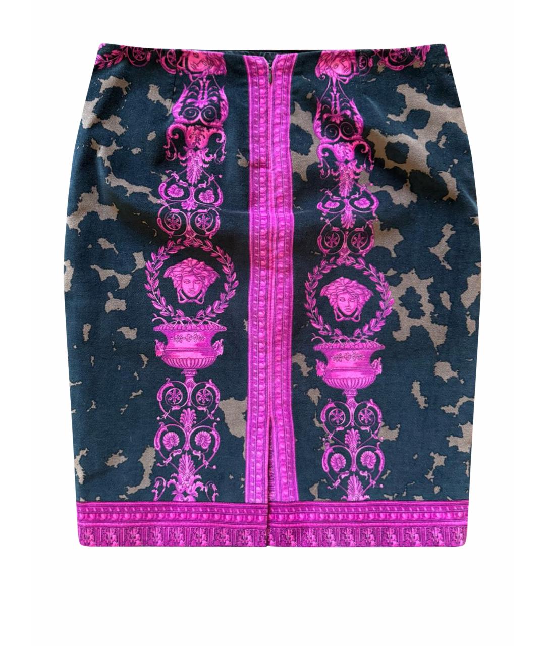 VERSACE Черная бархатная юбка миди, фото 1