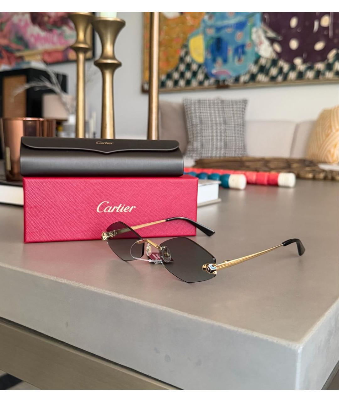 CARTIER Голубые металлические солнцезащитные очки, фото 4