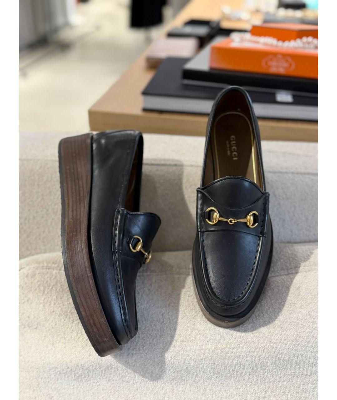 GUCCI Черные кожаные лоферы, фото 4