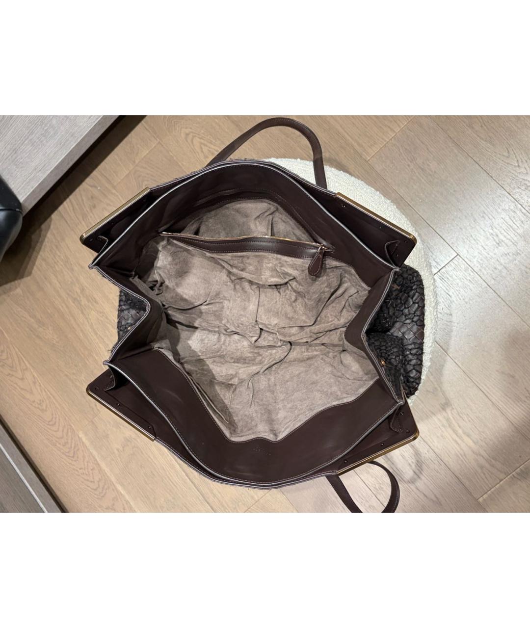 BOTTEGA VENETA Черная кожаная сумка тоут, фото 3