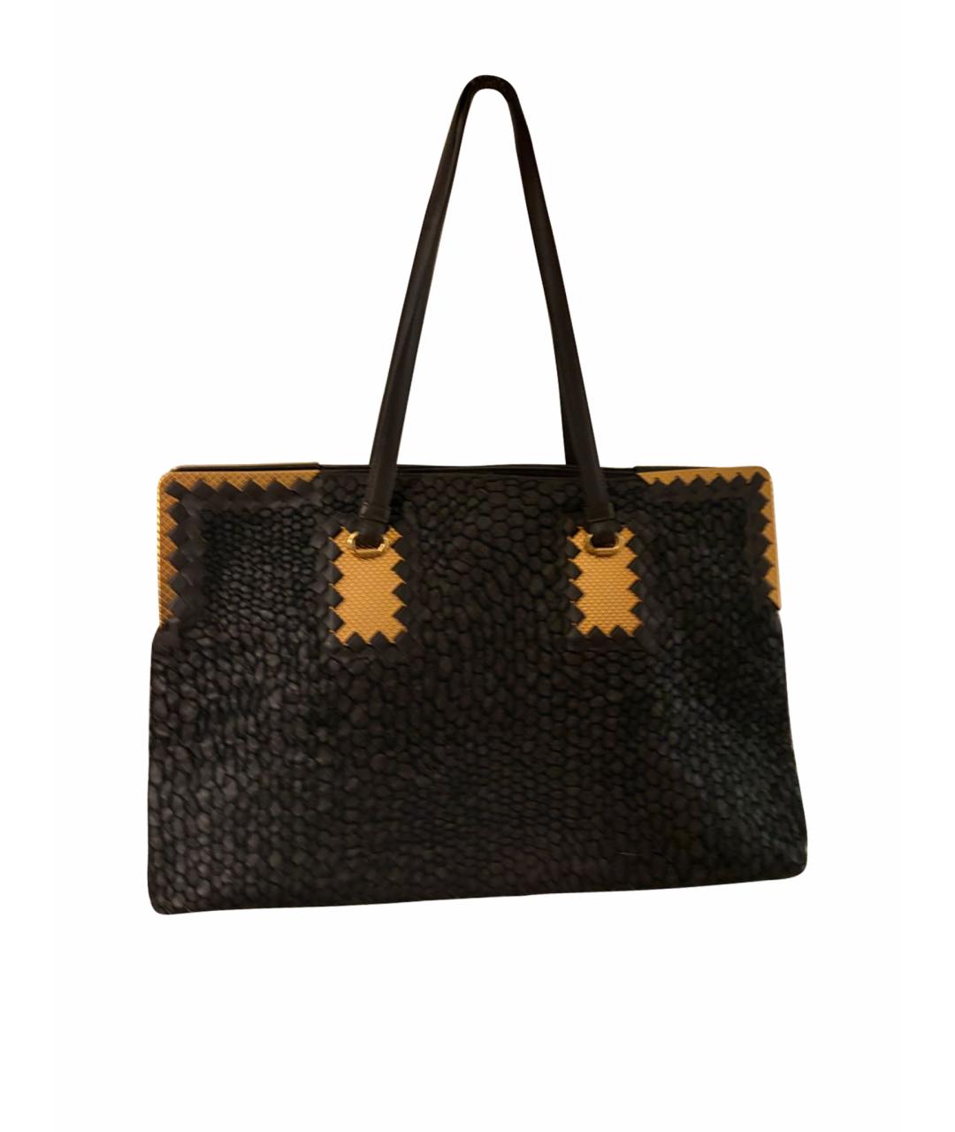 BOTTEGA VENETA Черная кожаная сумка тоут, фото 1