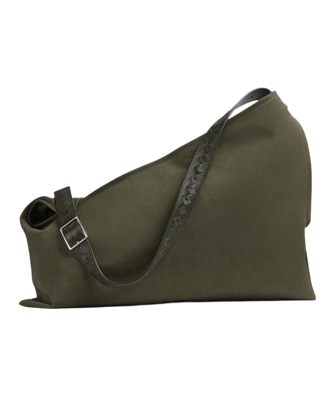 BOTTEGA VENETA Хаки кожаная сумка на плечо, фото 2