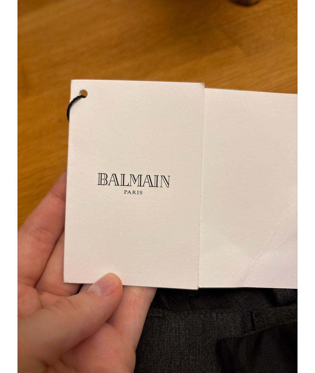 BALMAIN Антрацитовые вискозные повседневные брюки, фото 5