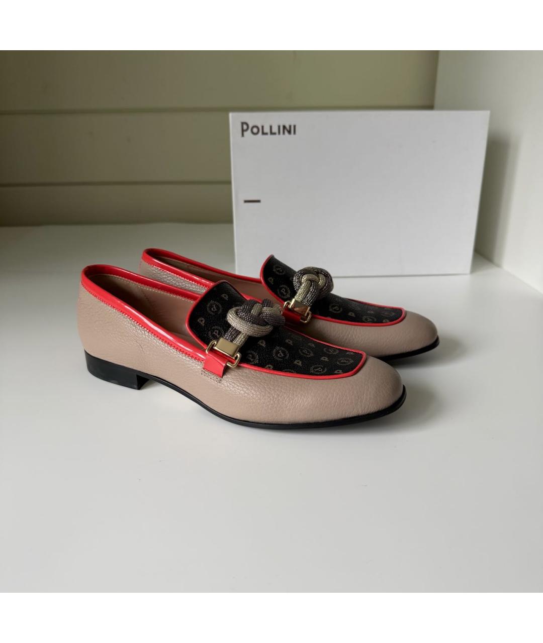 POLLINI Бежевые кожаные лоферы, фото 9