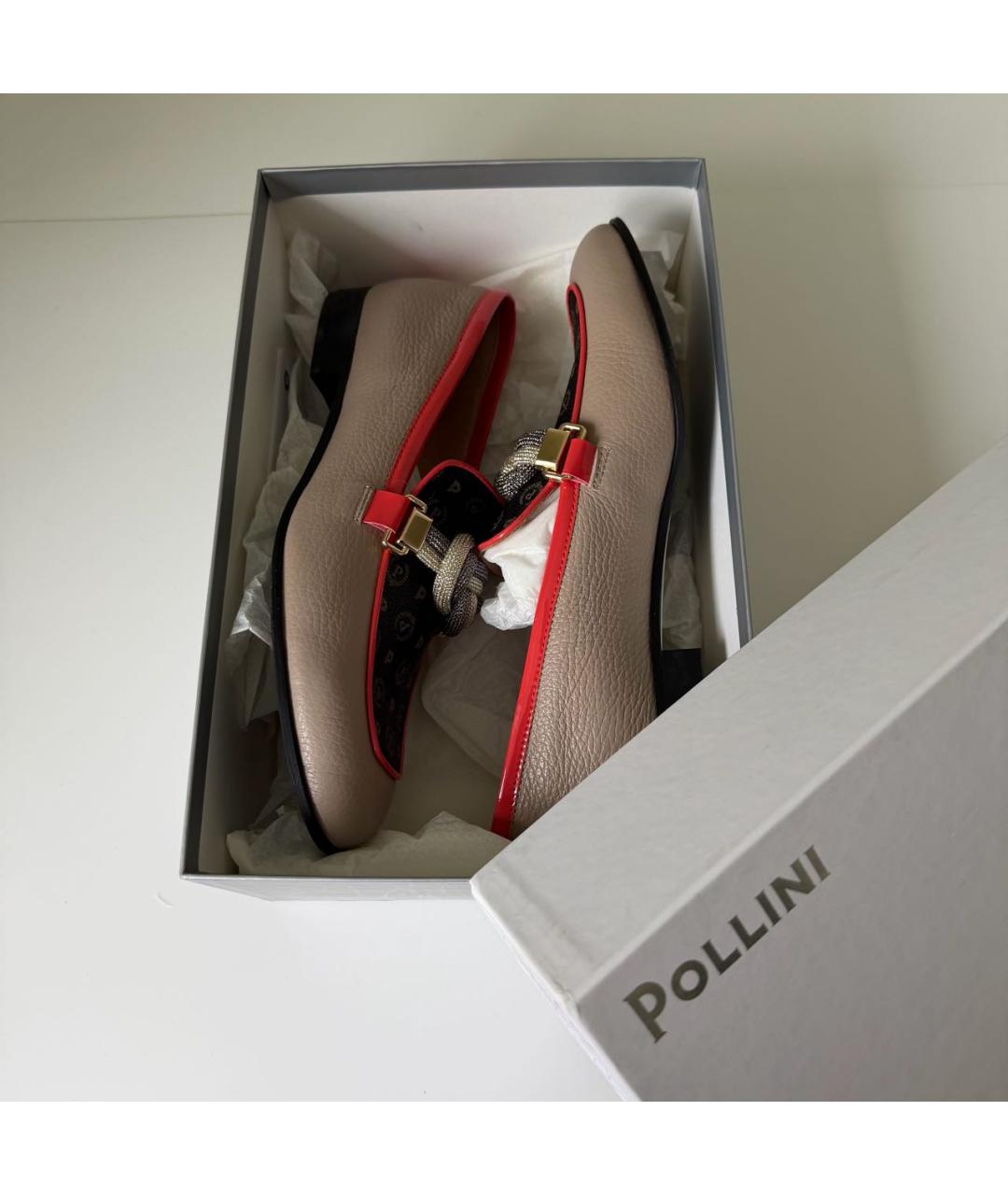 POLLINI Бежевые кожаные лоферы, фото 7