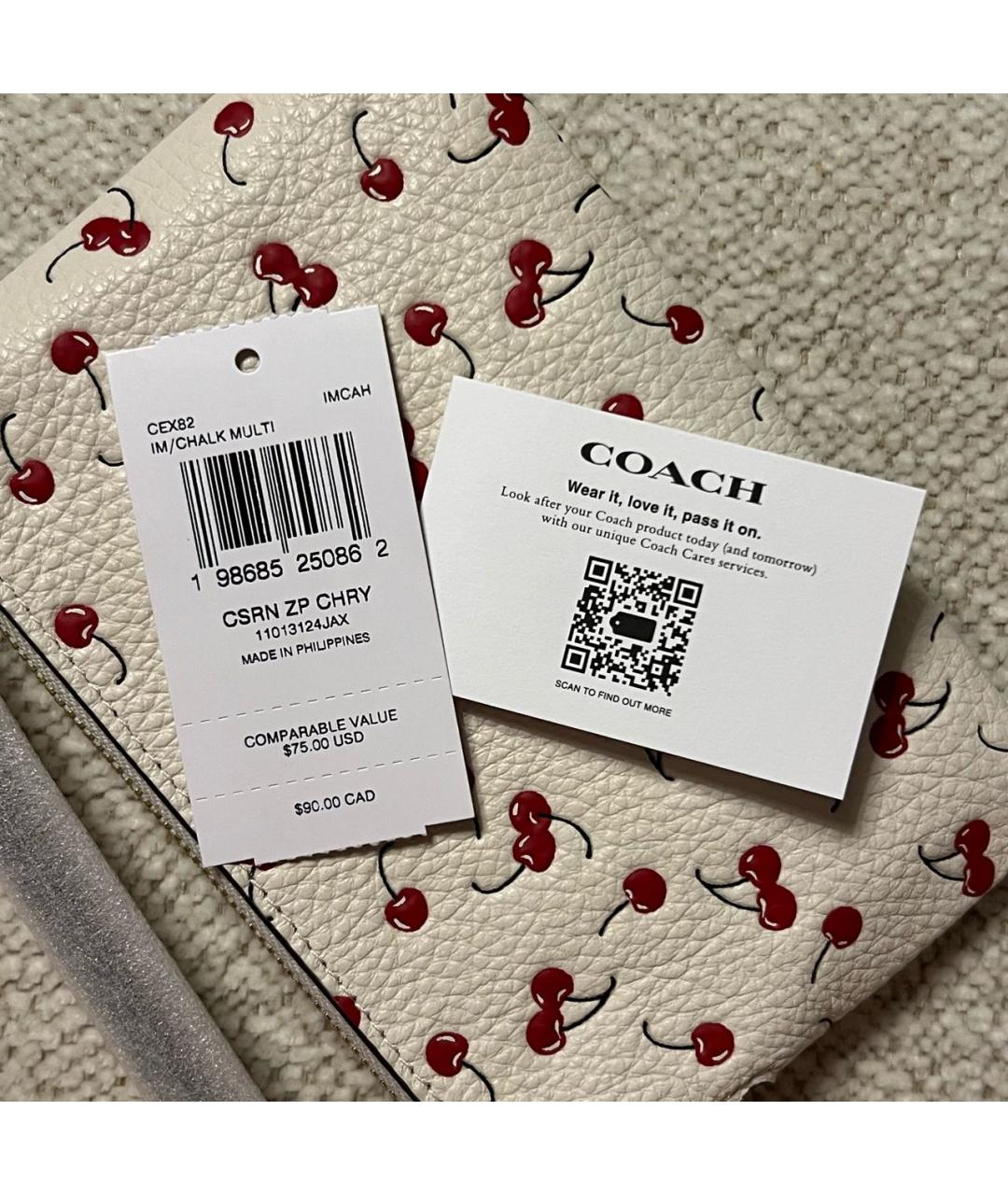 COACH Белый кожаный кошелек, фото 6