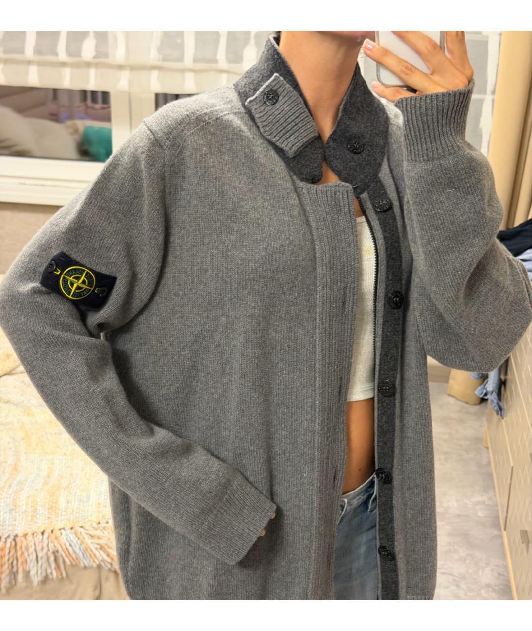 STONE ISLAND Серый шерстяной джемпер / свитер, фото 5