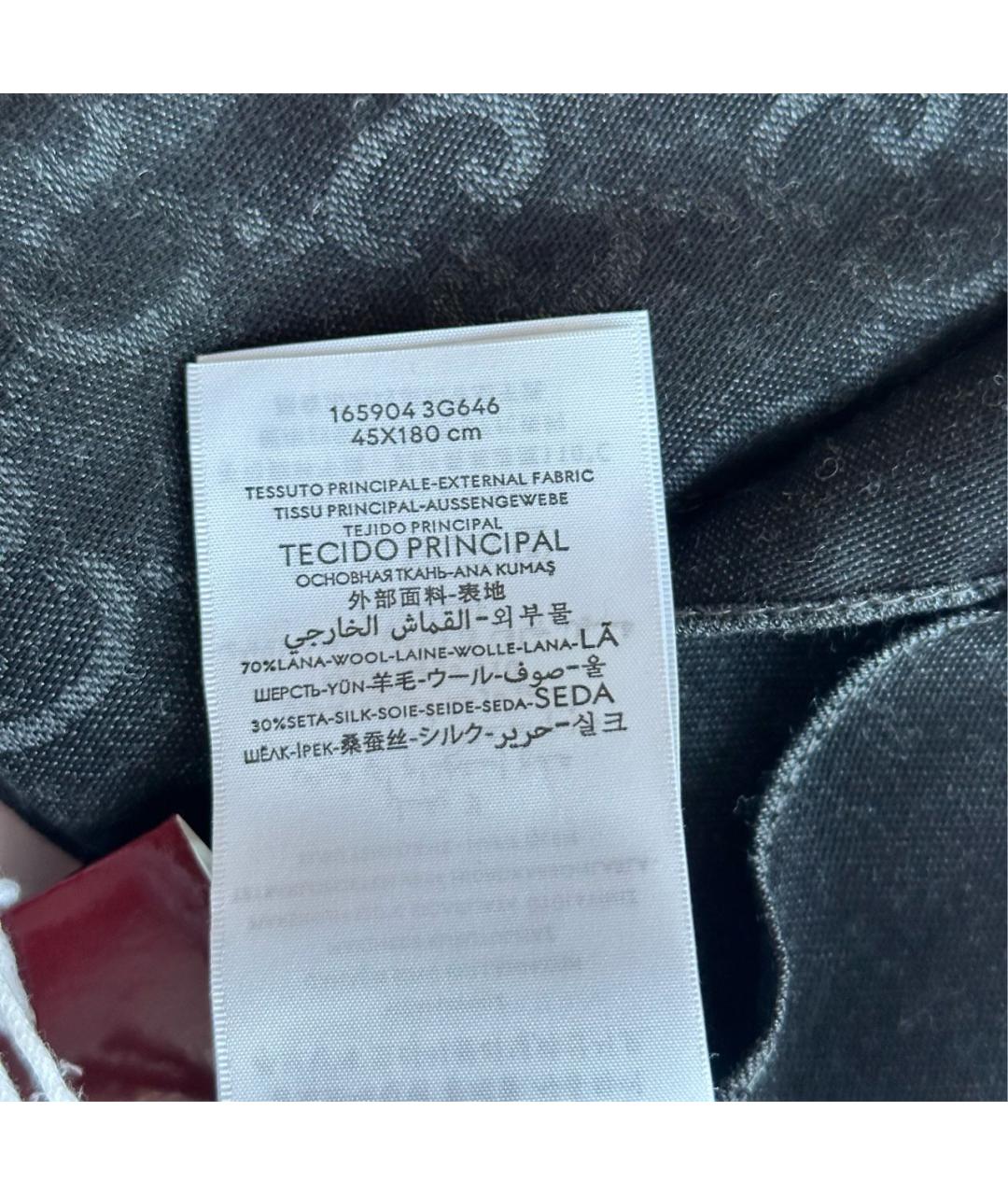 GUCCI Черный шерстяной шарф, фото 7