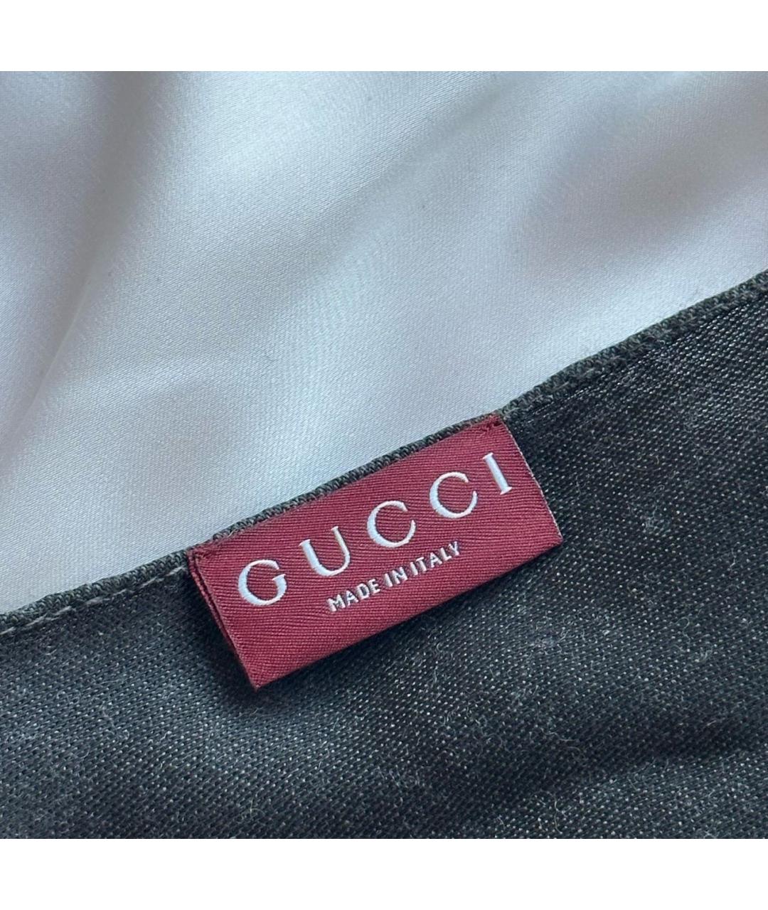 GUCCI Черный шерстяной шарф, фото 3