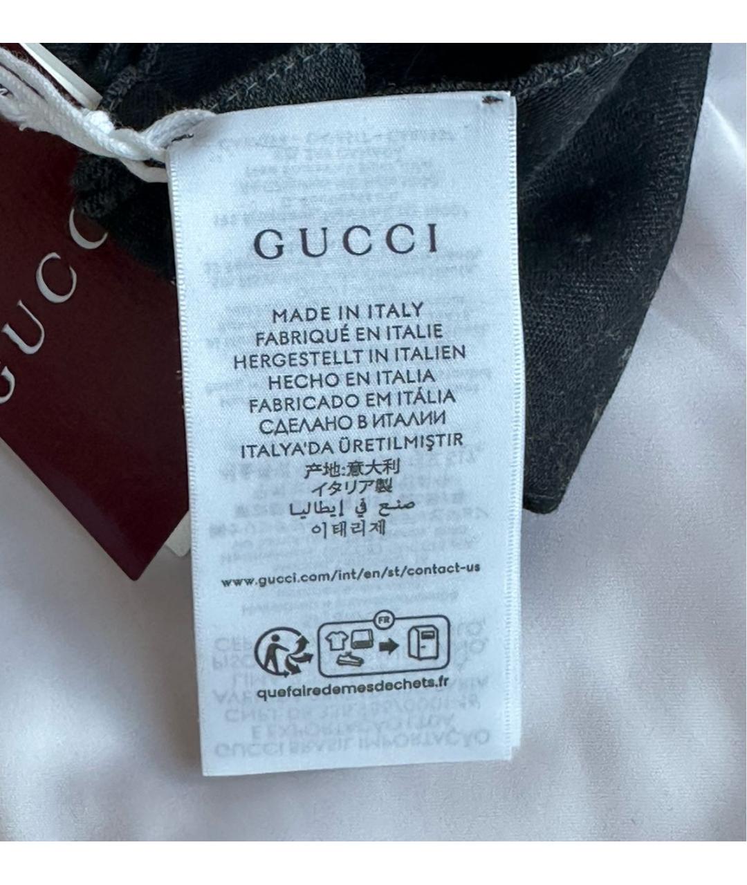 GUCCI Черный шерстяной шарф, фото 6