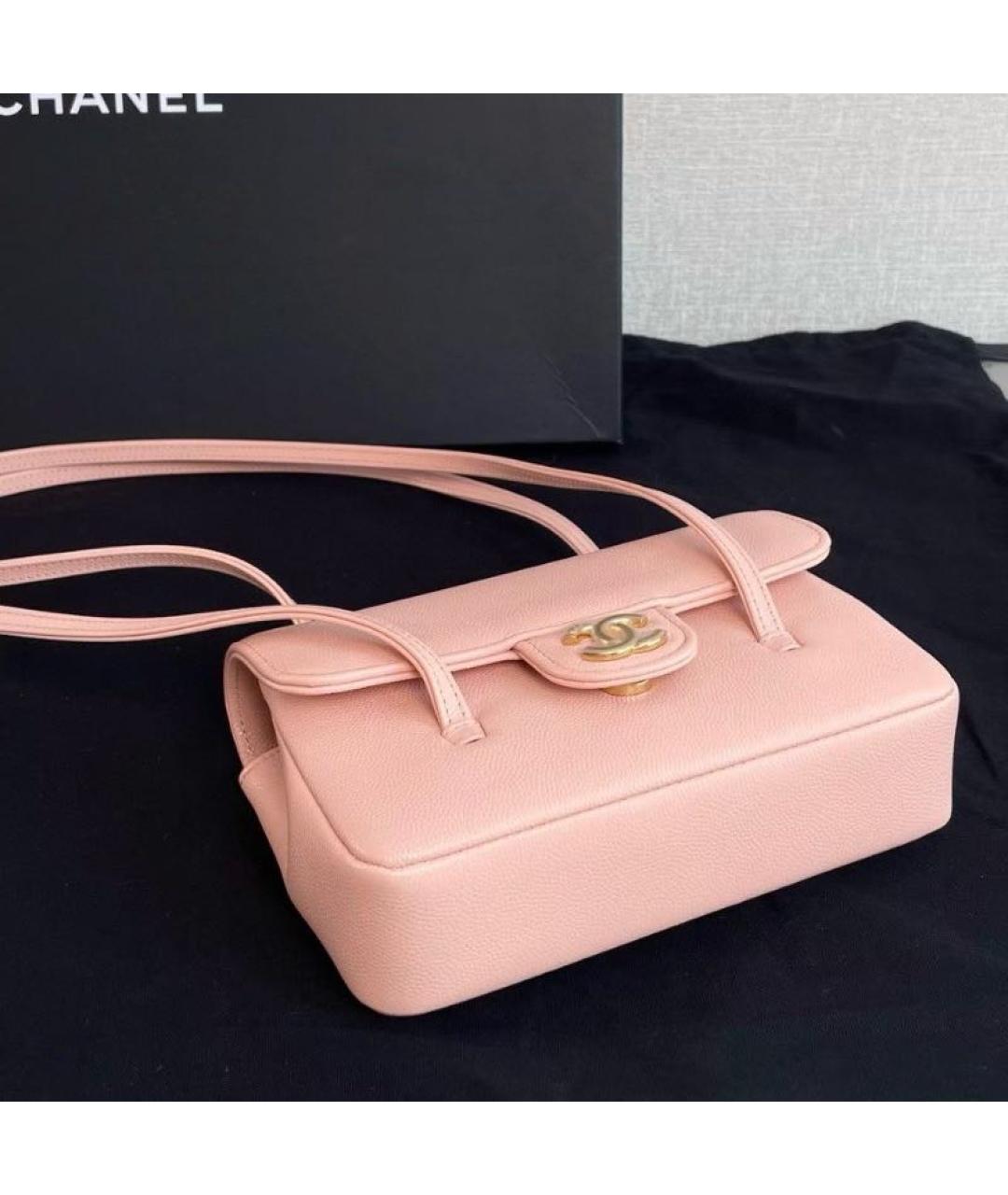 CHANEL Розовая кожаная сумка с короткими ручками, фото 7