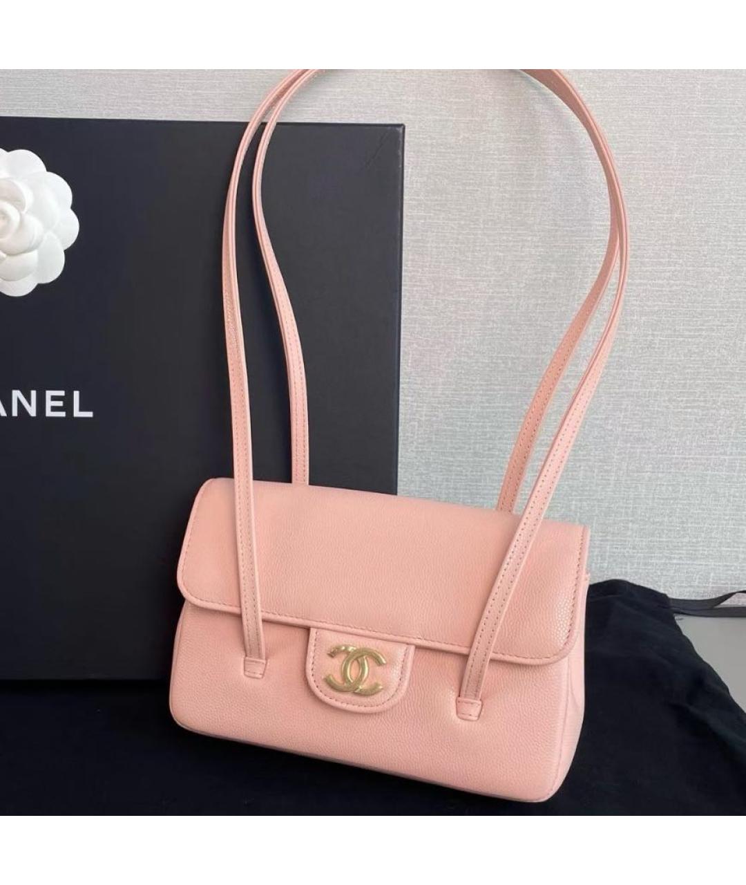 CHANEL Розовая кожаная сумка с короткими ручками, фото 4