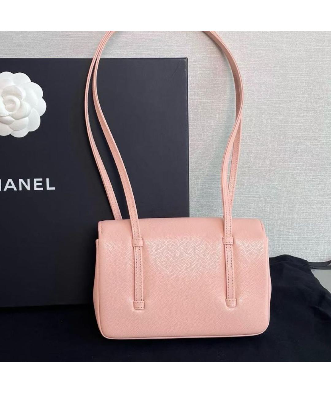 CHANEL Розовая кожаная сумка с короткими ручками, фото 5