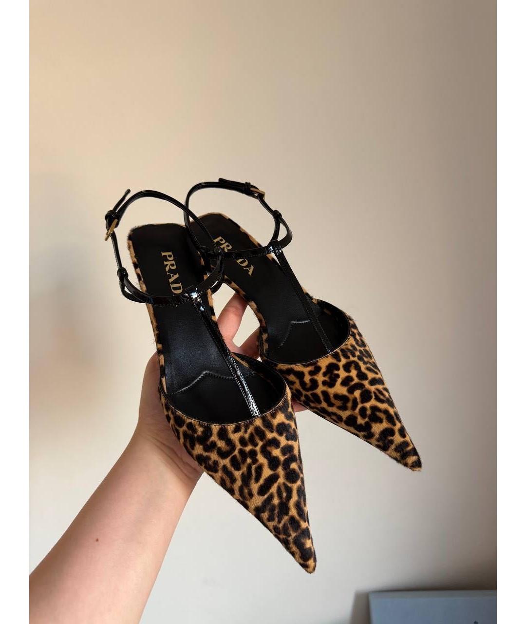 PRADA Черные кожаные лодочки на низком каблуке, фото 6