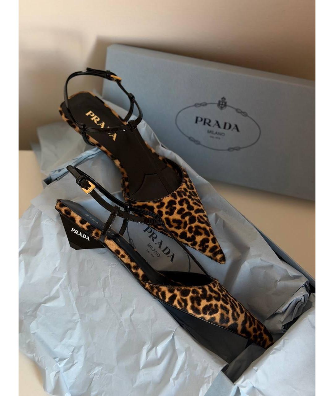 PRADA Черные кожаные лодочки на низком каблуке, фото 2