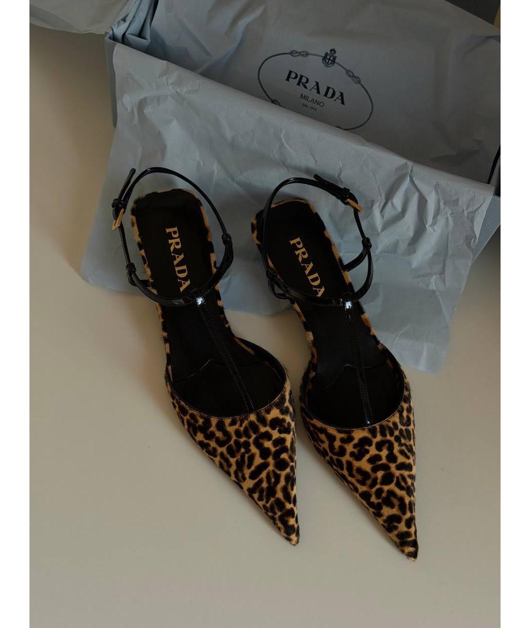 PRADA Черные кожаные лодочки на низком каблуке, фото 3