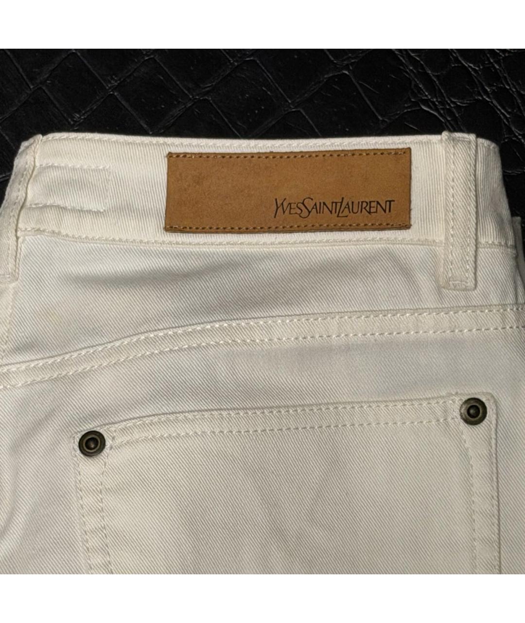 SAINT LAURENT Белые хлопко-эластановые джинсы слим, фото 6