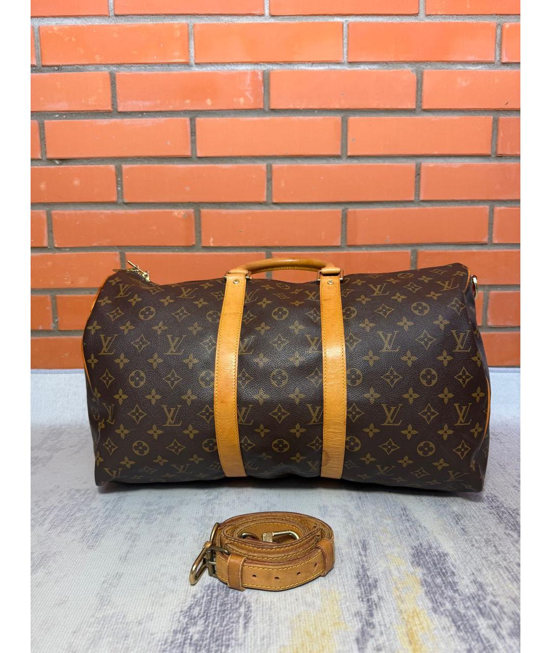 LOUIS VUITTON Коричневая дорожная/спортивная сумка из канвы, фото 6
