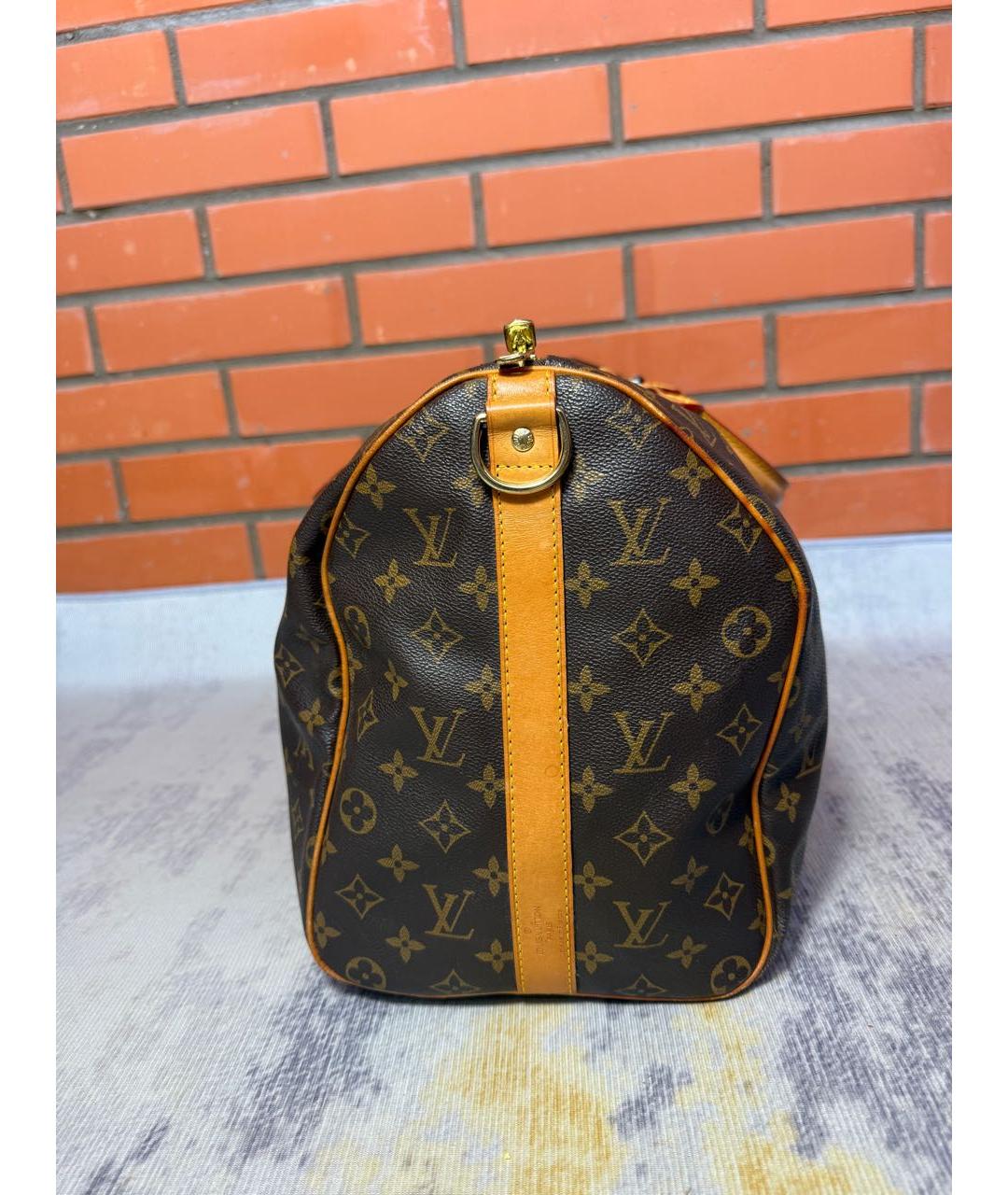 LOUIS VUITTON Коричневая дорожная/спортивная сумка из канвы, фото 3