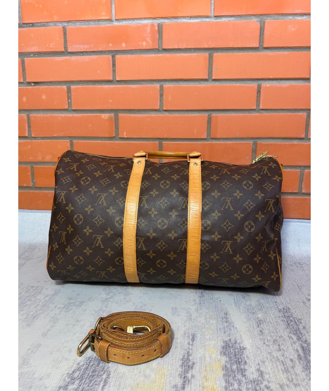 LOUIS VUITTON Коричневая дорожная/спортивная сумка из канвы, фото 2