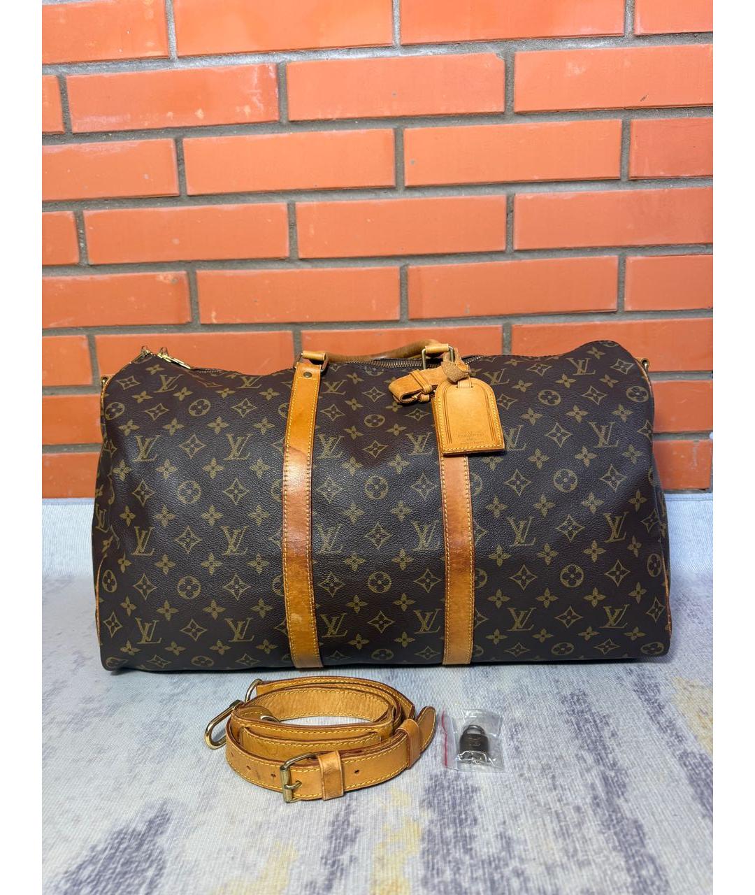 LOUIS VUITTON Коричневая дорожная/спортивная сумка из канвы, фото 7