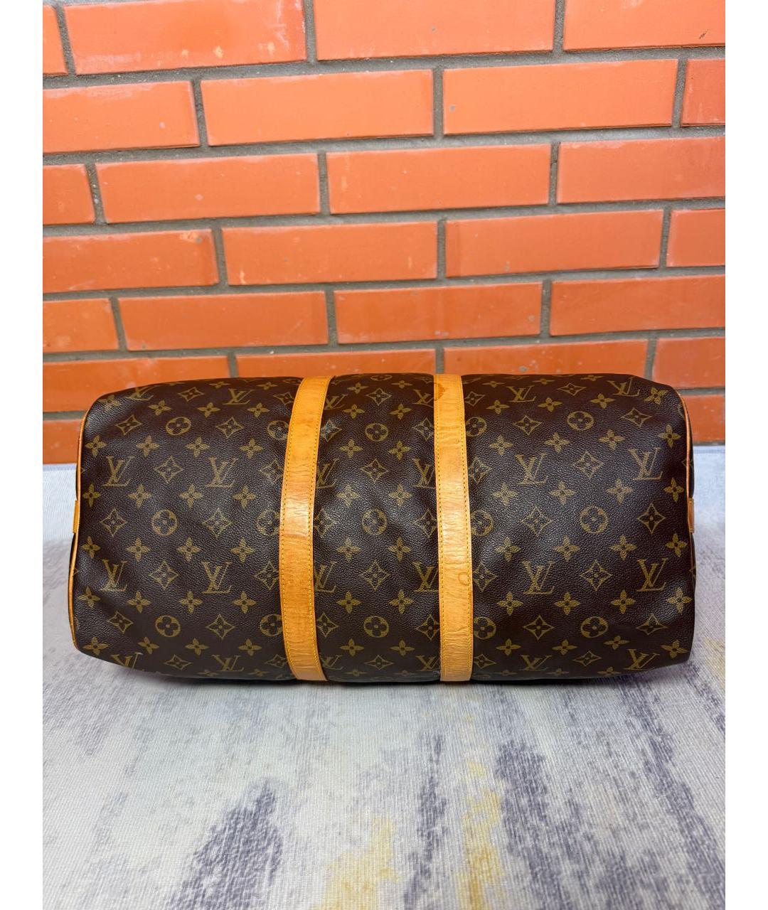 LOUIS VUITTON Коричневая дорожная/спортивная сумка из канвы, фото 5