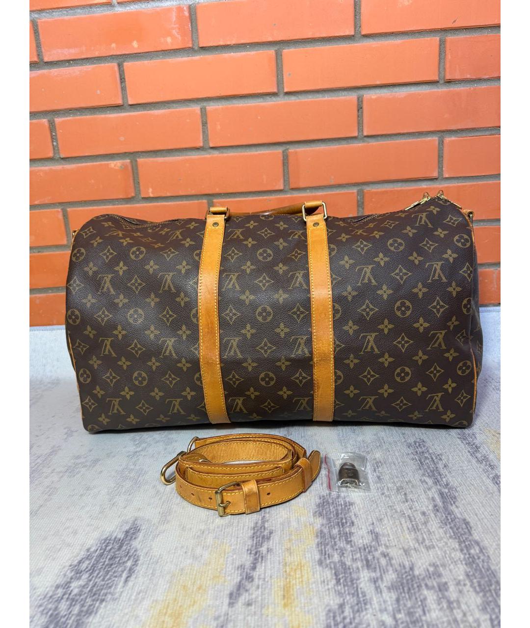 LOUIS VUITTON Коричневая дорожная/спортивная сумка из канвы, фото 2