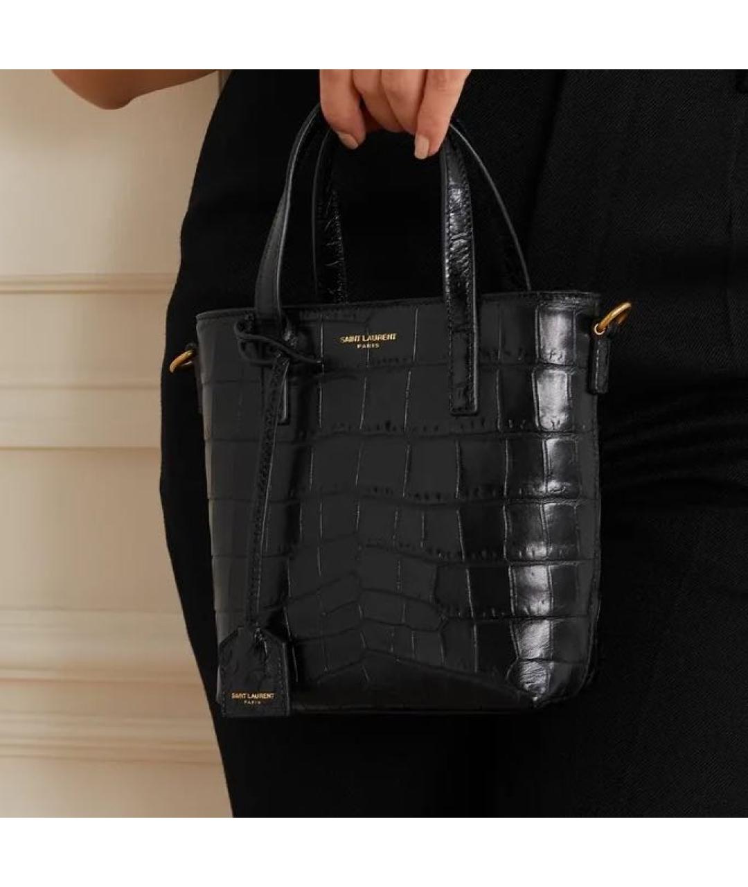 SAINT LAURENT Черная кожаная сумка через плечо, фото 4