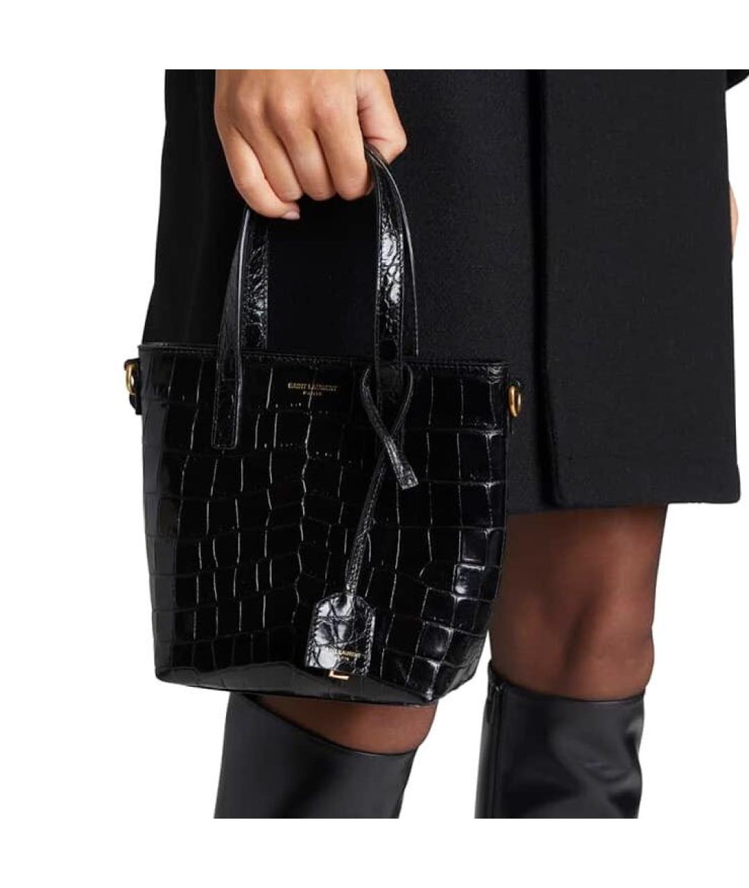 SAINT LAURENT Черная кожаная сумка через плечо, фото 2