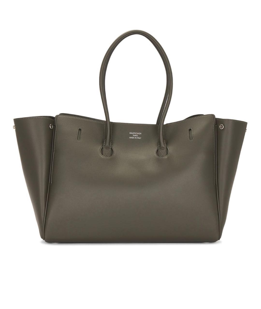 BALENCIAGA Хаки кожаная сумка тоут, фото 2