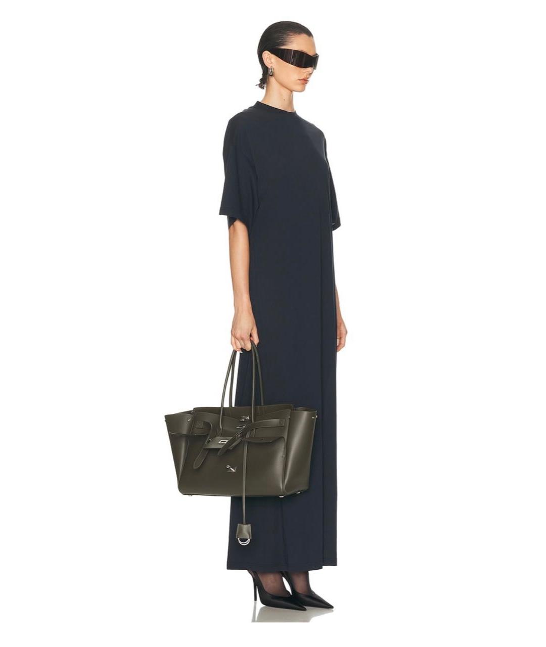 BALENCIAGA Хаки кожаная сумка тоут, фото 3