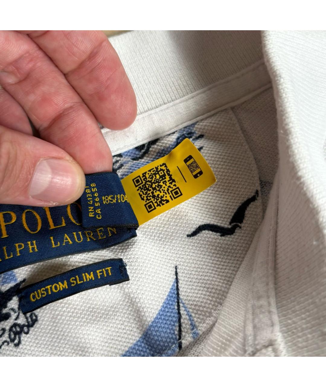 POLO RALPH LAUREN Белое хлопковое поло с коротким рукавом, фото 6