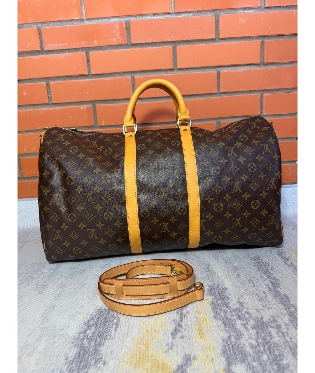 LOUIS VUITTON Коричневая дорожная/спортивная сумка из канвы, фото 2