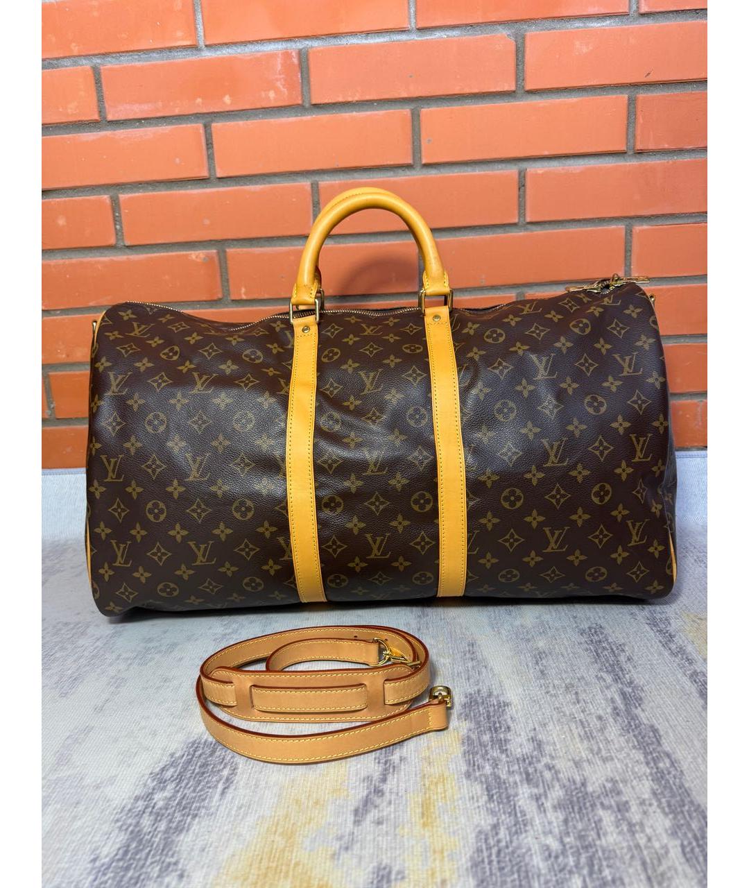 LOUIS VUITTON Коричневая дорожная/спортивная сумка из канвы, фото 7