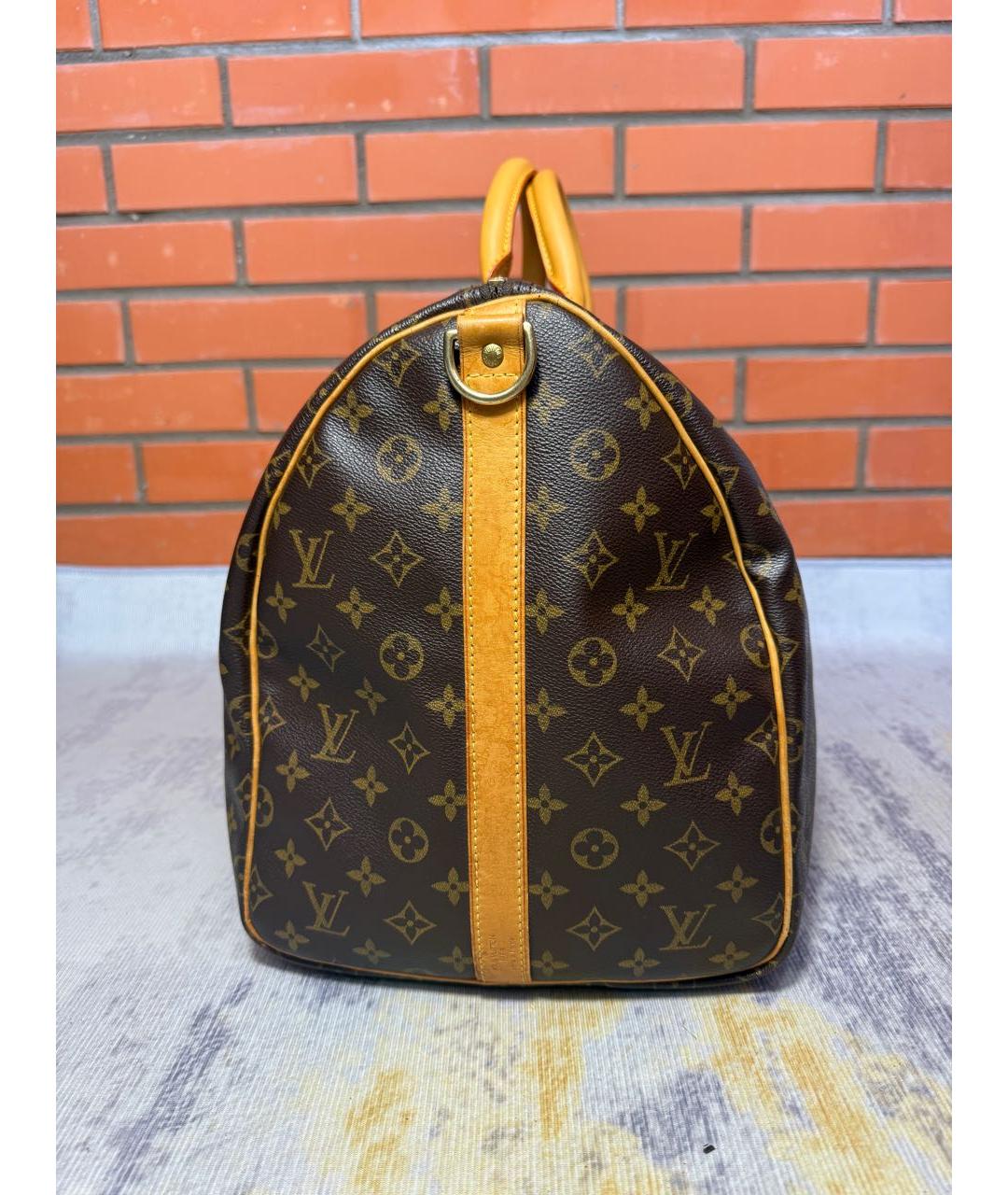 LOUIS VUITTON Коричневая дорожная/спортивная сумка из канвы, фото 3