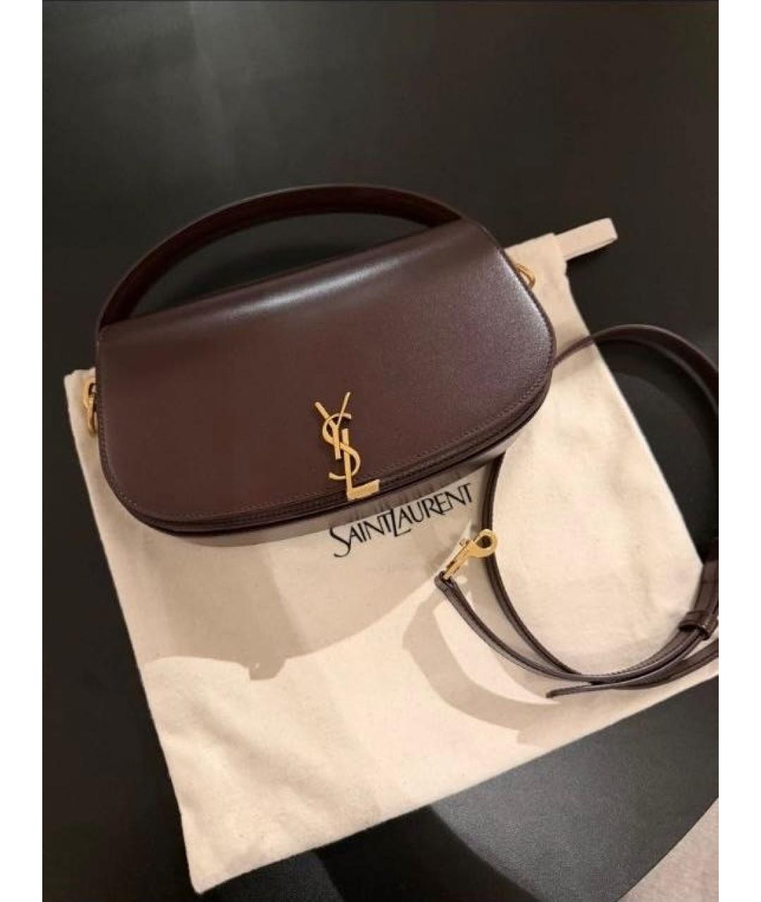 SAINT LAURENT Коричневая кожаная сумка через плечо, фото 2