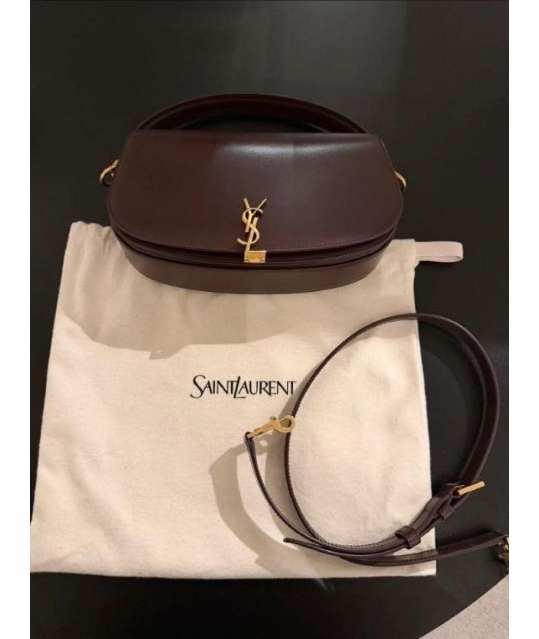 SAINT LAURENT Коричневая кожаная сумка через плечо, фото 3