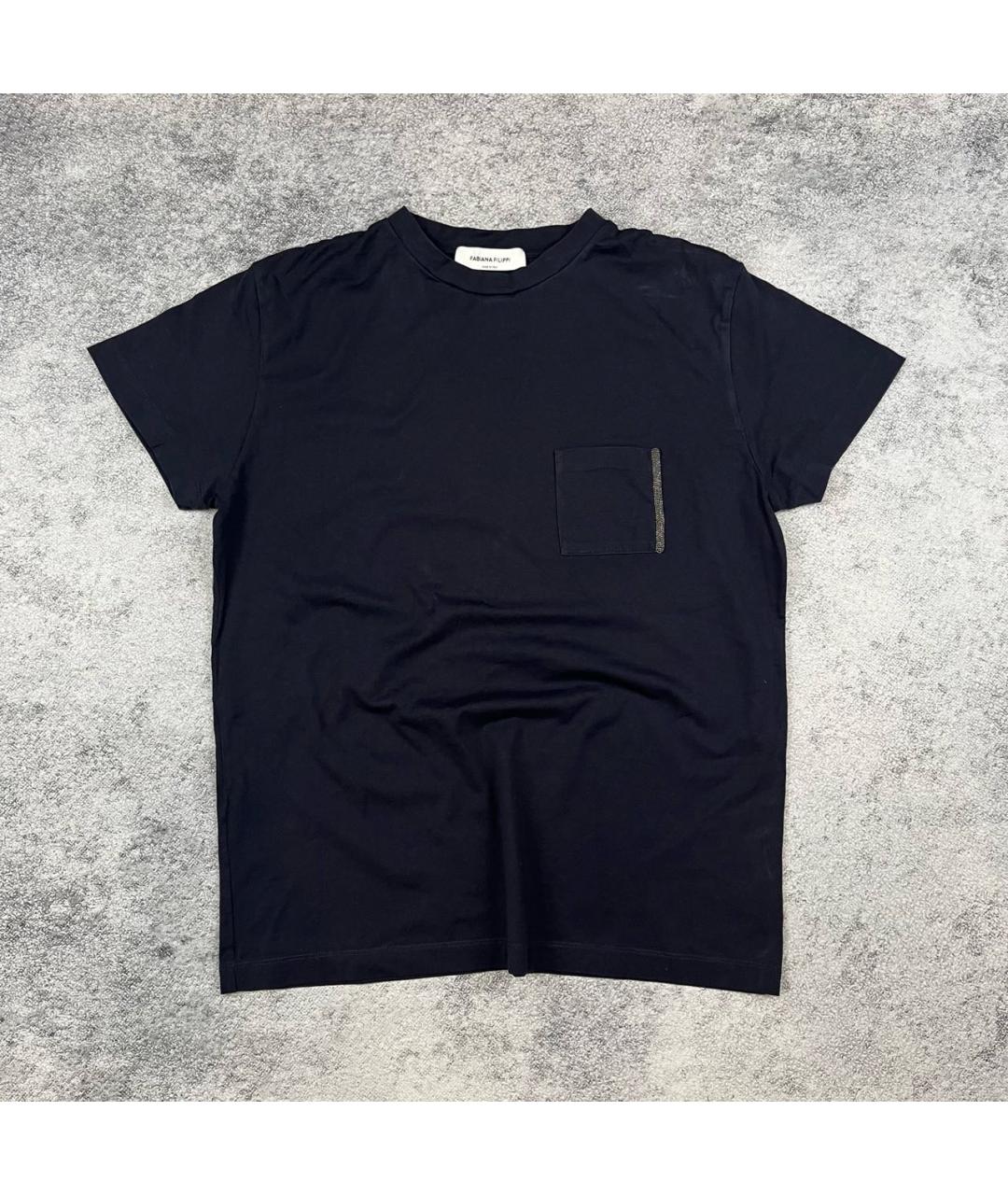 FABIANA FILIPPI Темно-синяя хлопковая футболка, фото 9