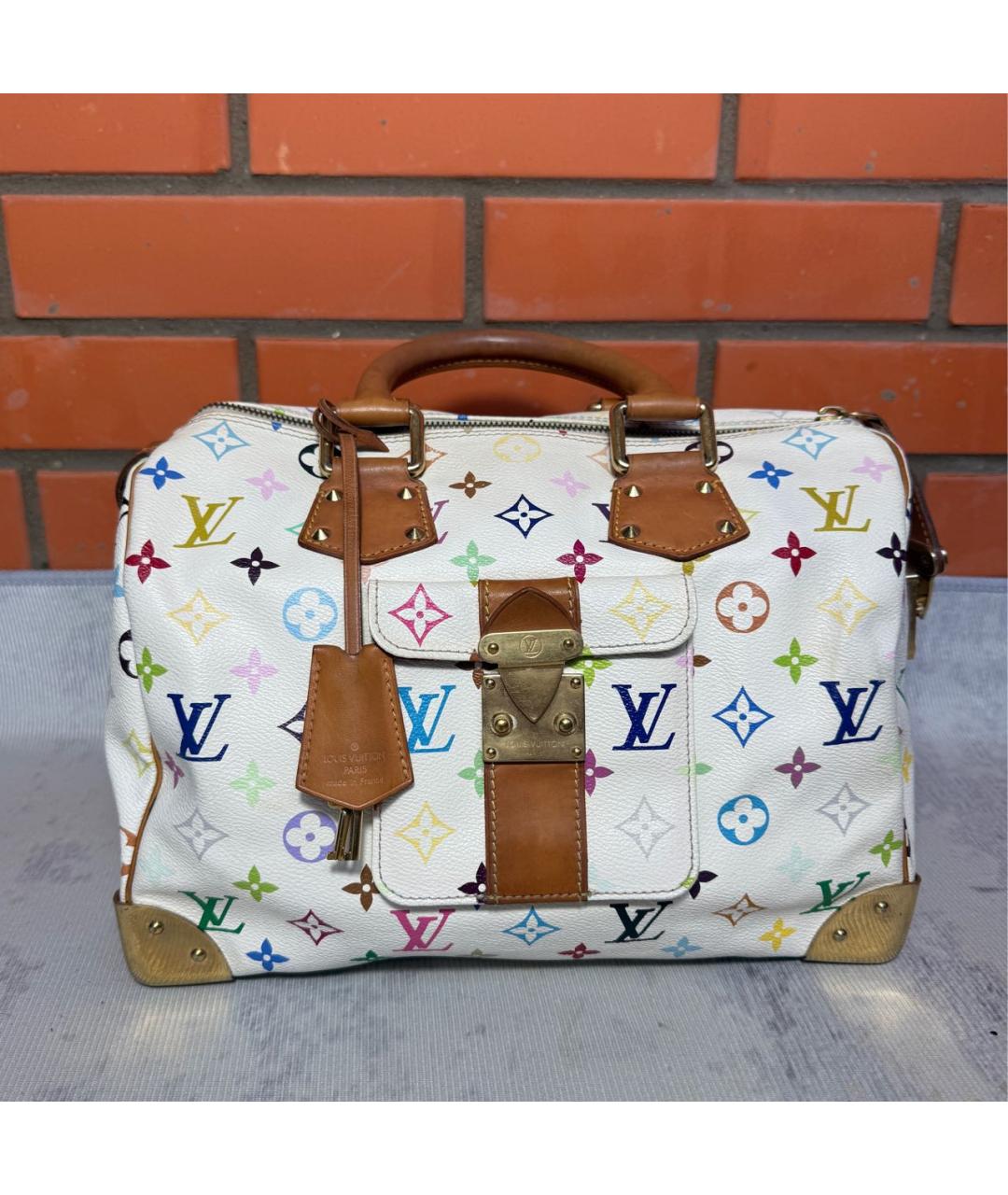 LOUIS VUITTON Белая сумка с короткими ручками из канвы, фото 7