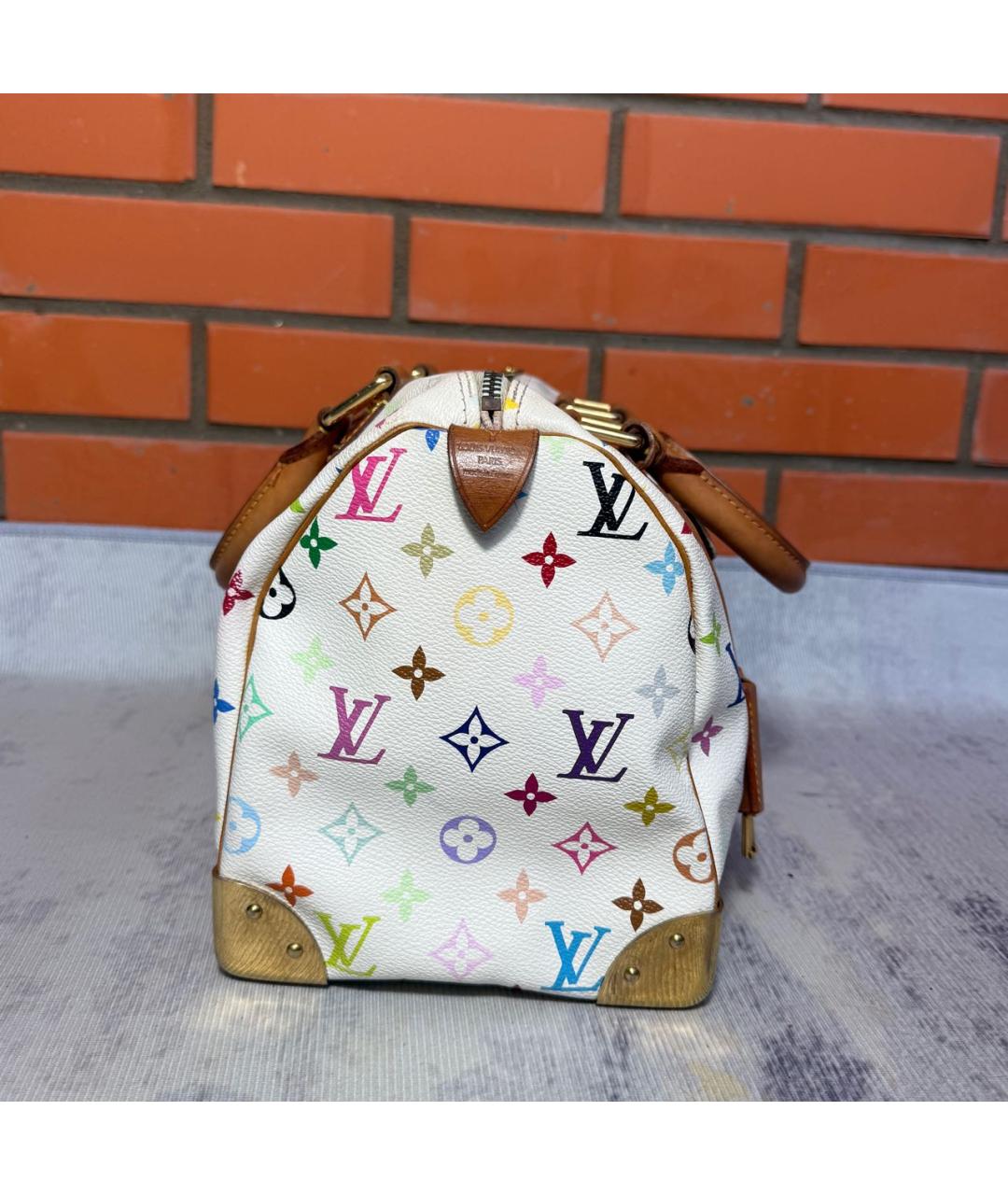 LOUIS VUITTON Белая сумка с короткими ручками из канвы, фото 4