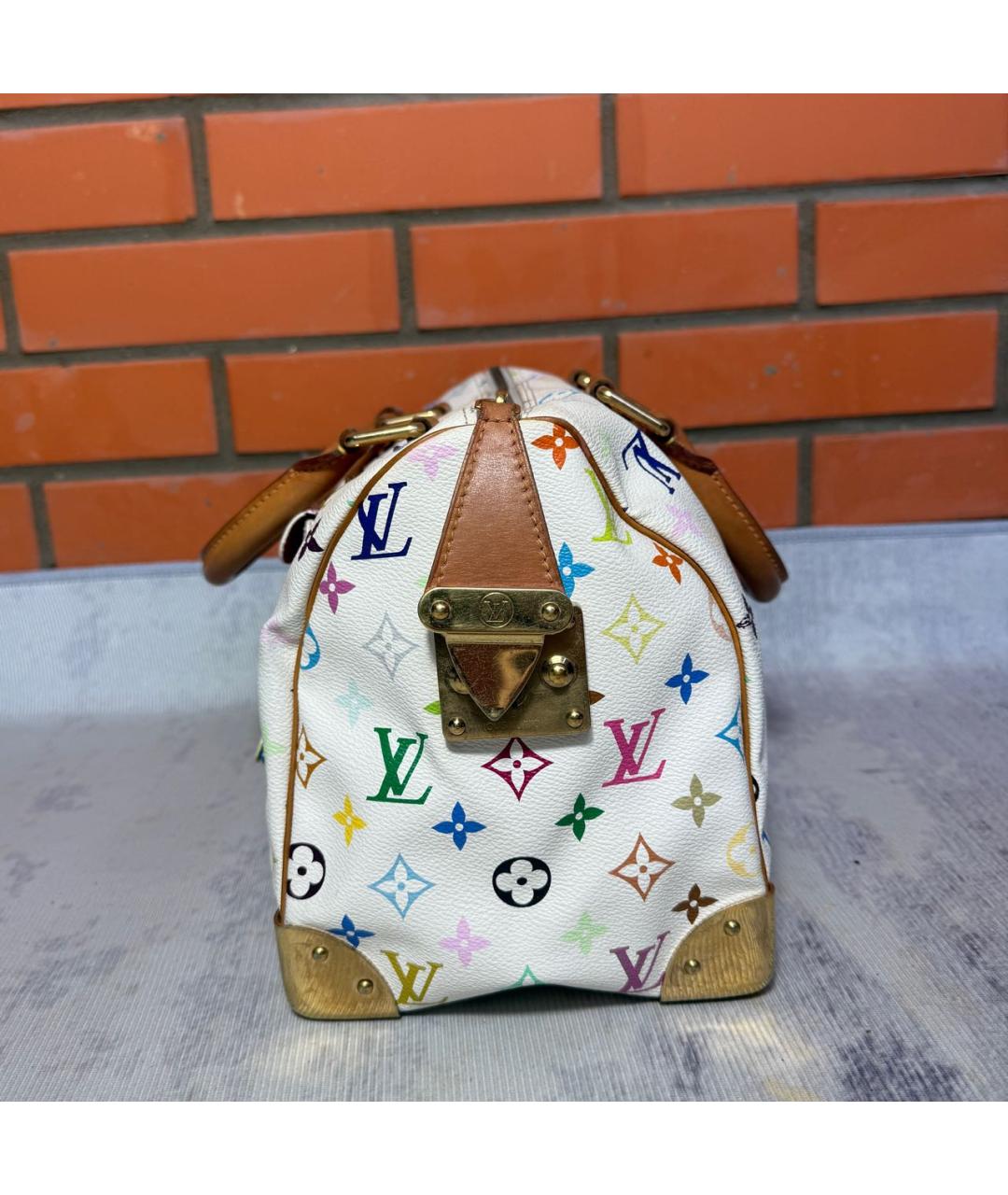 LOUIS VUITTON Белая сумка с короткими ручками из канвы, фото 3
