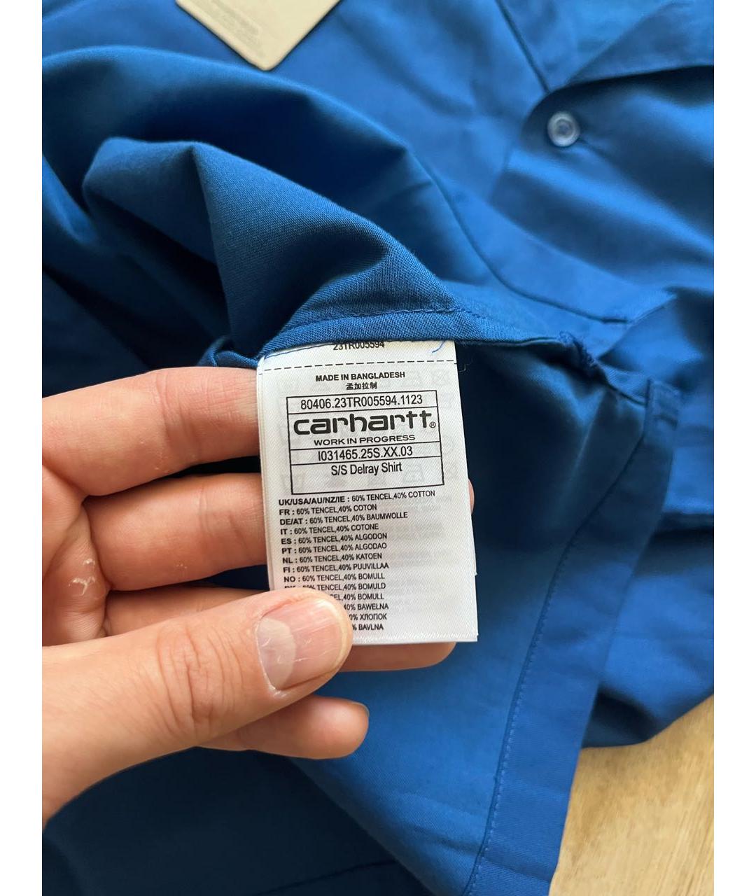 CARHARTT WIP Синяя хлопко-полиэстеровая кэжуал рубашка, фото 4