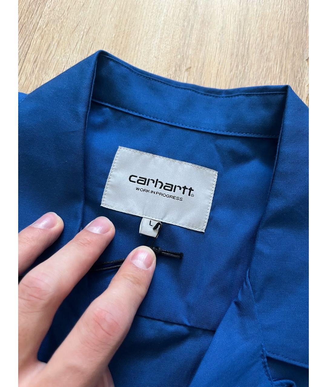 CARHARTT WIP Синяя хлопко-полиэстеровая кэжуал рубашка, фото 3