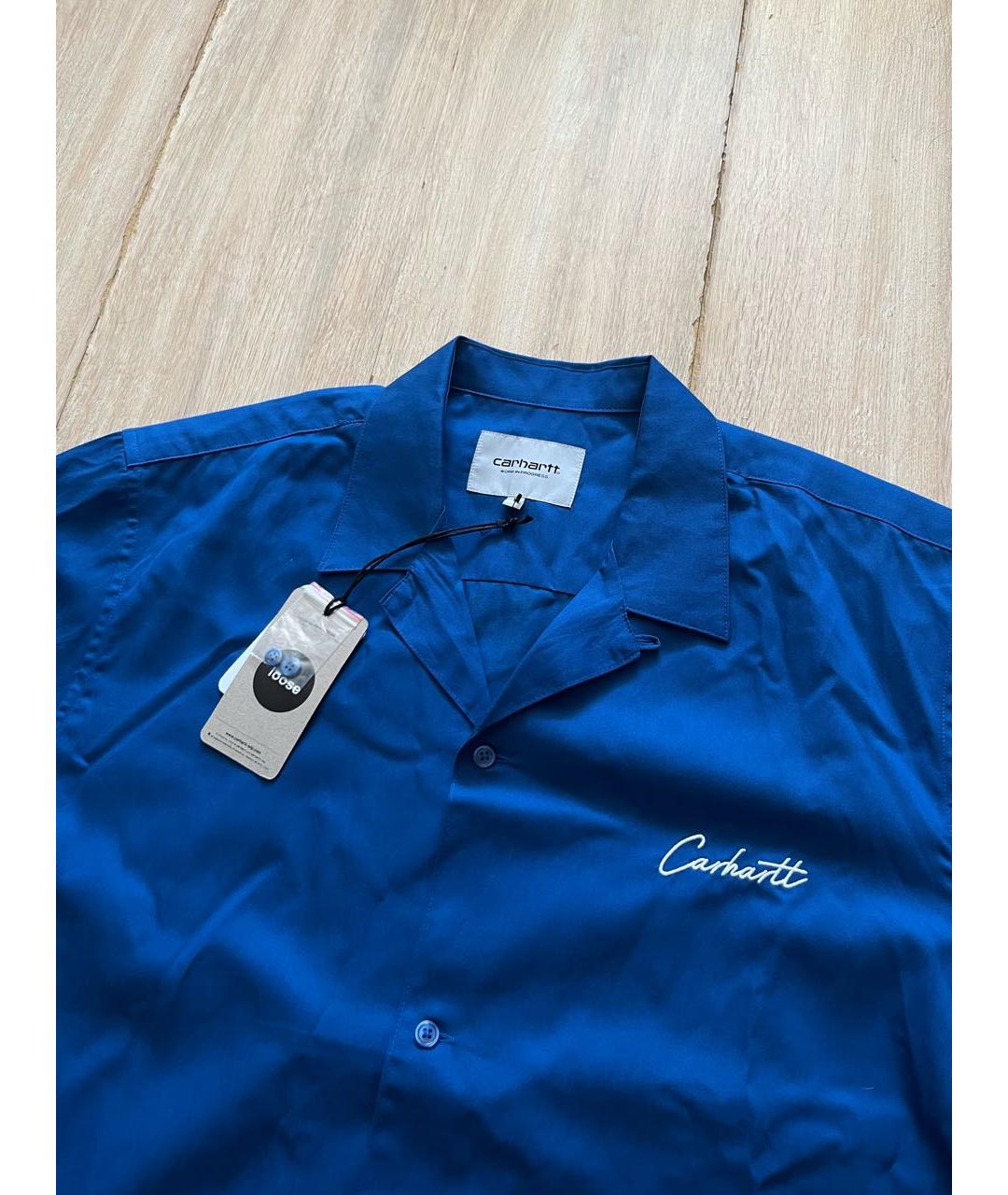 CARHARTT WIP Синяя хлопко-полиэстеровая кэжуал рубашка, фото 2