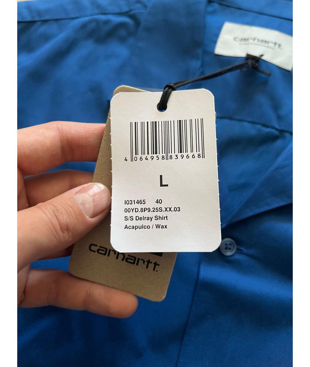 CARHARTT WIP Синяя хлопко-полиэстеровая кэжуал рубашка, фото 5
