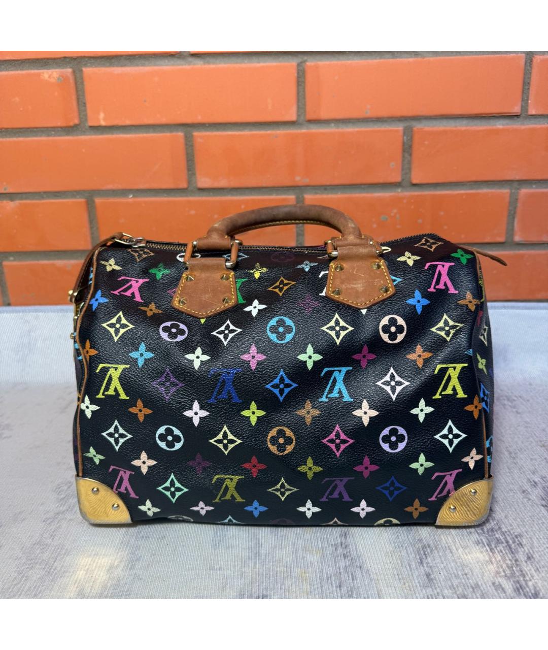 LOUIS VUITTON Черная сумка с короткими ручками из канвы, фото 2