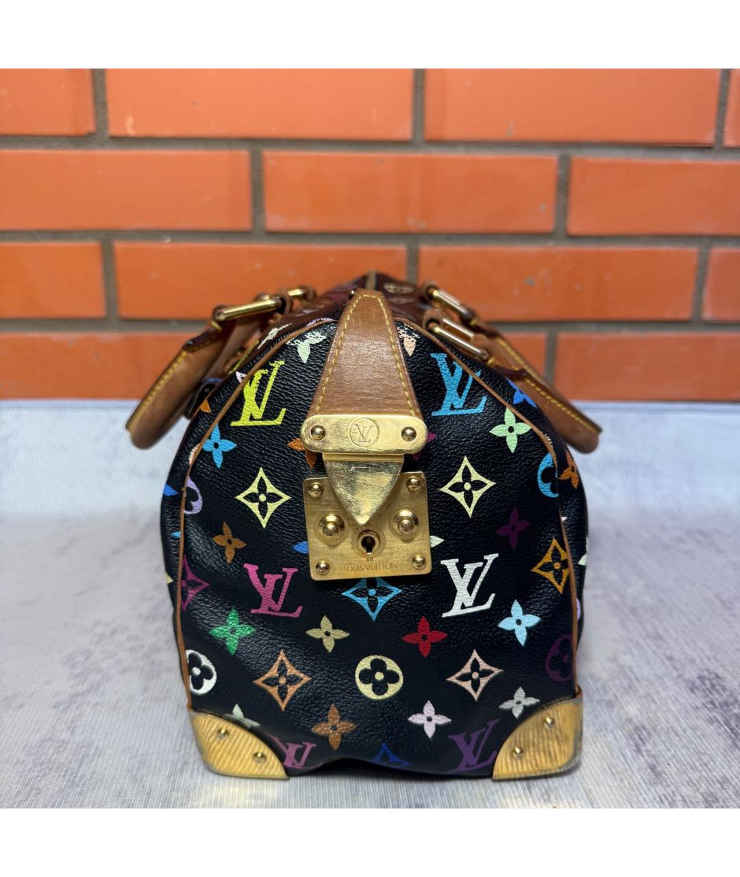 LOUIS VUITTON Черная сумка с короткими ручками из канвы, фото 4