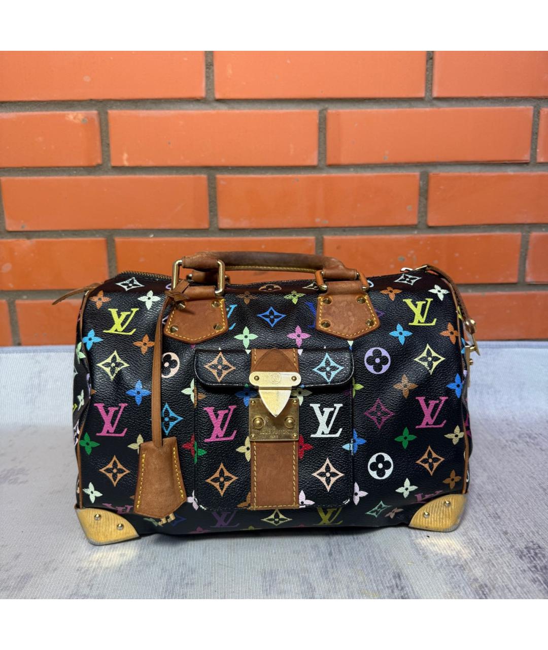 LOUIS VUITTON Черная сумка с короткими ручками из канвы, фото 7